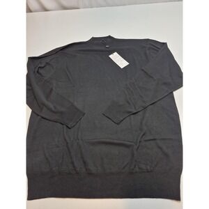 ENZONE Sweater Mens 3XL Black Silk Cashmere Mock Neck Lightweight Knit Pullover